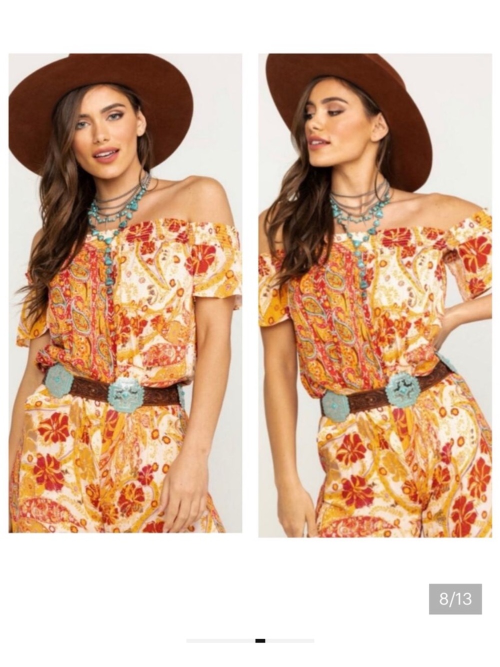 Free People Woman's Summer Vacation Bohemian Carmen Jumpsuit Sz sm